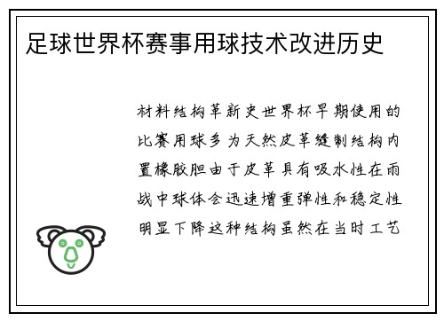 足球世界杯赛事用球技术改进历史